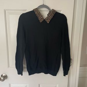 J.crew long-sleeve top with leopard collar
